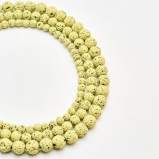 Lava, natūrali, AB kokybė, padengta epoksidine derva, apvali forma, #06, 37-39 cm/gija, 4 mm