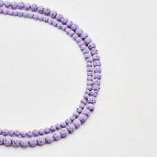 Lava, natūrali, AB kokybė, padengta epoksidine derva, apvali forma, #09, 37-39 cm/gija, 4 mm