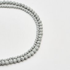 Lava, natūrali, AB kokybė, padengta epoksidine derva, apvali forma, #11, 37-39 cm/gija, 4 mm
