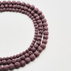 Lava, natūrali, AB kokybė, padengta epoksidine derva, apvali forma, #13, 37-39 cm/gija, 4 mm
