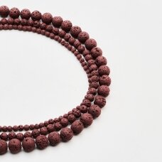 Lava, natūrali, AB kokybė, padengta epoksidine derva, apvali forma, #21, 37-39 cm/gija, 4 mm