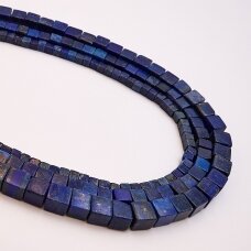 Lazuritas, natūralus, B kokybė, kubo  forma, 37-39 cm/gija, 4x4 mm