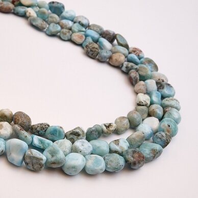 Larimar, Natural, D Grade, Pebble Bead, Sky Blue, 37-39 cm/strand, M size about 6x8-8x12 mm Larimar, Natural, D Grade, Pebble Bead, Sky Blue, 37-39 cm/strand, M size about 6x8-8x12 mm