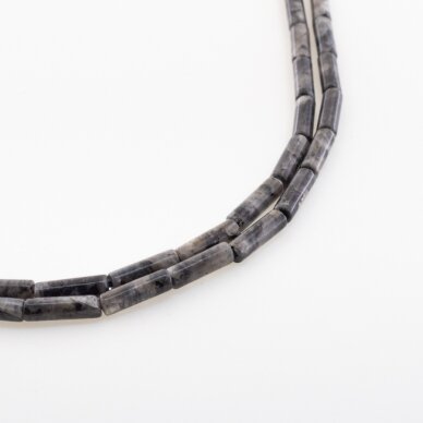 Larvikitas, natūralus, AB kokybė, vamzdžio forma, pilka spalva, 37-39 cm/gija, 4x13 mm