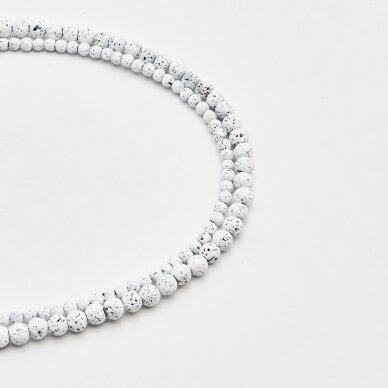 Lava, natūrali, AB kokybė, padengta epoksidine derva, apvali forma, #16, 37-39 cm/gija, 4 mm