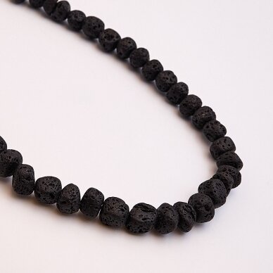 Lava Rock, Natural, AB Grade, Dyed, black color, 37-39 cm/strand, About 8 mm Lava Rock, Natural, AB Grade, Dyed, black color, 37-39 cm/strand, About 8 mm