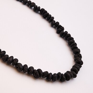 Lava Rock, Natural, AB Grade, Dyed, black color, 37-39 cm/strand, About 8 mm Lava Rock, Natural, AB Grade, Dyed, black color, 37-39 cm/strand, About 8 mm