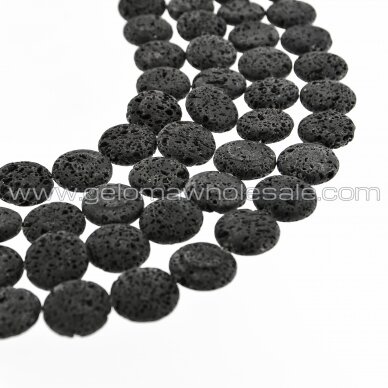 Black Lava Rock, Natural, AB Grade, Puffed Disc Bead, 37-39 cm/strand, 12, 16, 18, 20, 25 mm Black Lava Rock, Natural, AB Grade, Puffed Disc Bead, 37-39 cm/strand, 12, 16, 18, 20, 25 mm