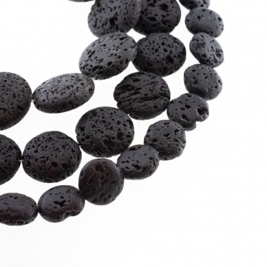 Black Lava Rock, Natural, AB Grade, Puffed Disc Bead, 37-39 cm/strand, 12, 16, 18, 20, 25 mm Black Lava Rock, Natural, AB Grade, Puffed Disc Bead, 37-39 cm/strand, 12, 16, 18, 20, 25 mm