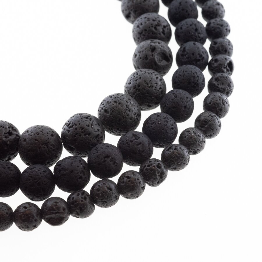 Black Lava Rock, Natural, AB Grade, Round Bead, 37-39 cm/strand, 4, 6, 8, 10, 12, 14, 16, 18, 20 mm