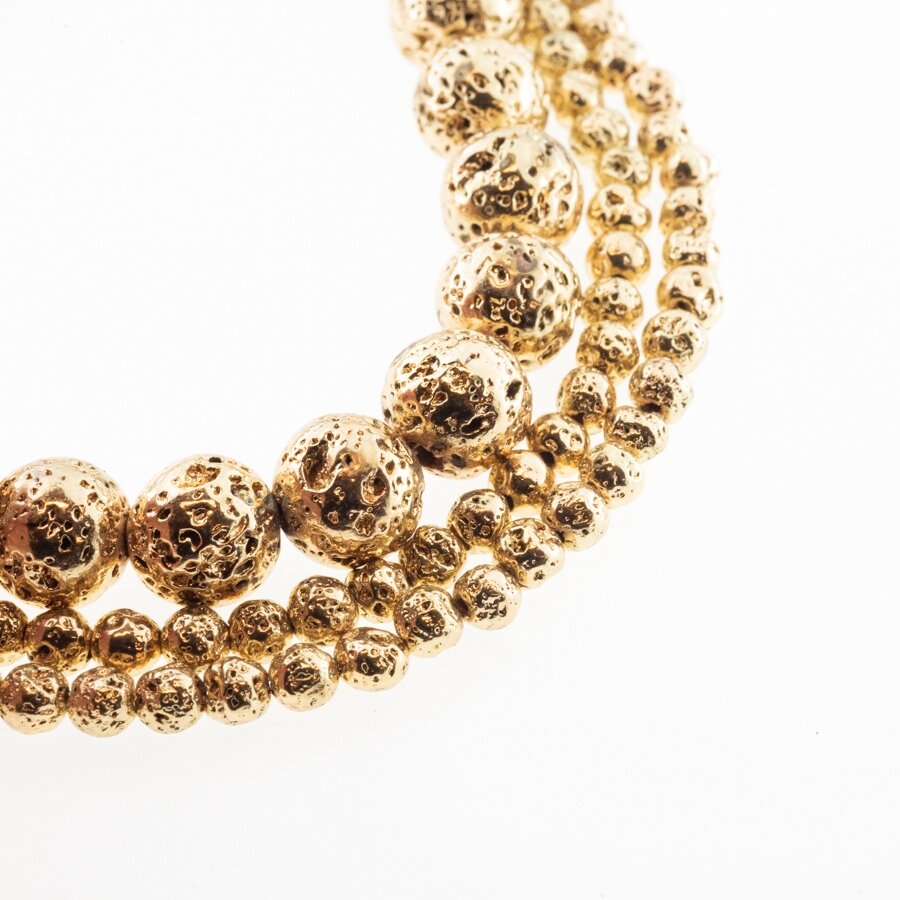Lava Rock, Natural, Electroplated, Round Bead, Gold, 37-39 cm/strand, 4, 6, 8, 10, 12 mm Lava Rock, Natural, Electroplated, Round Bead, Gold, 37-39 cm/strand, 4, 6, 8, 10, 12 mm