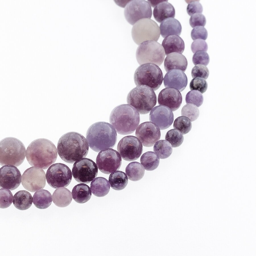 Lepidolite, Natural, B Grade, Round Bead, Purple, 37-39 cm/strand, 4, 6, 8, 10, 12 mm Lepidolite, Natural, B Grade, Round Bead, Purple, 37-39 cm/strand, 4, 6, 8, 10, 12 mm