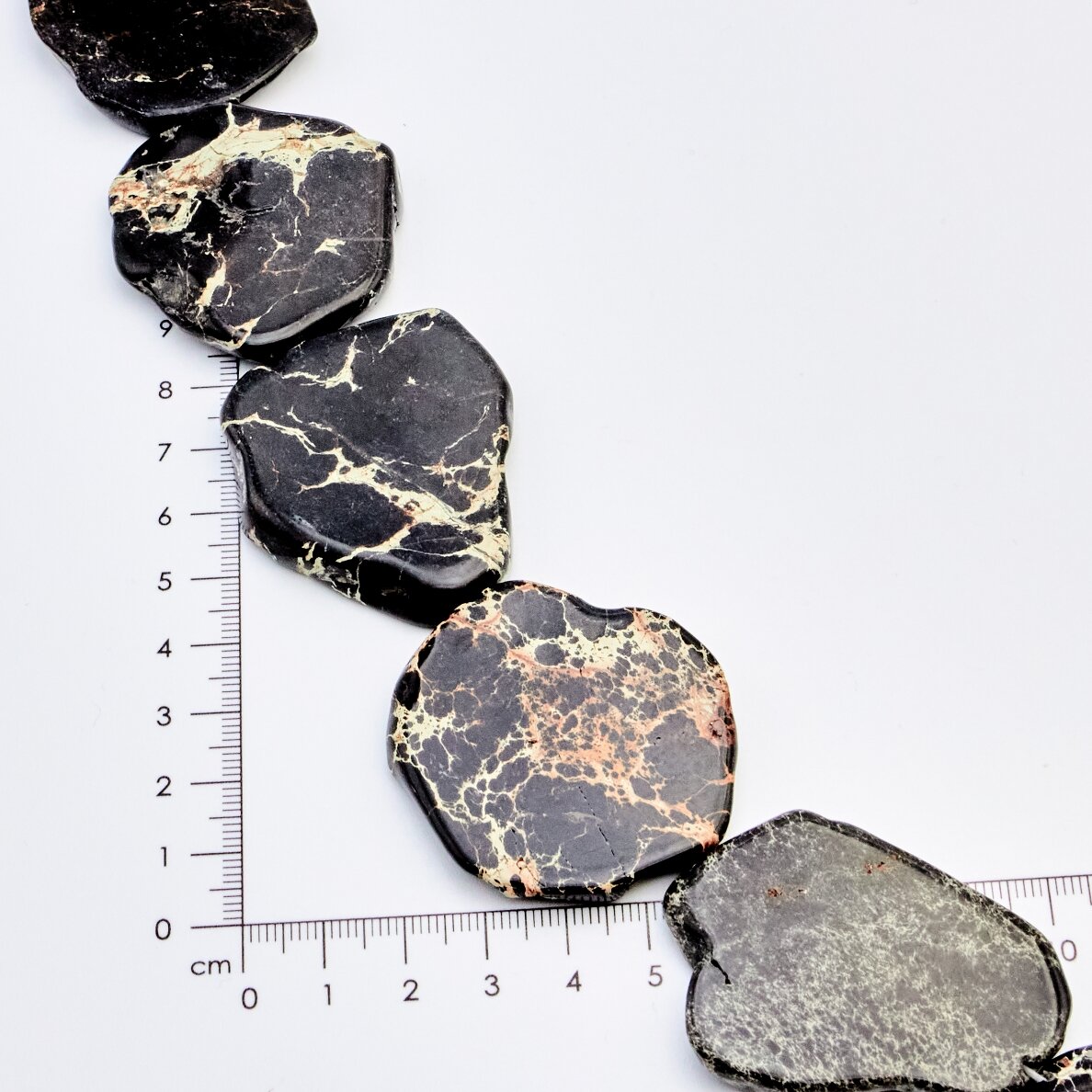 Magnesite, Irregular, Black, 37-40 cm/strand, thickness up to 5 mm
