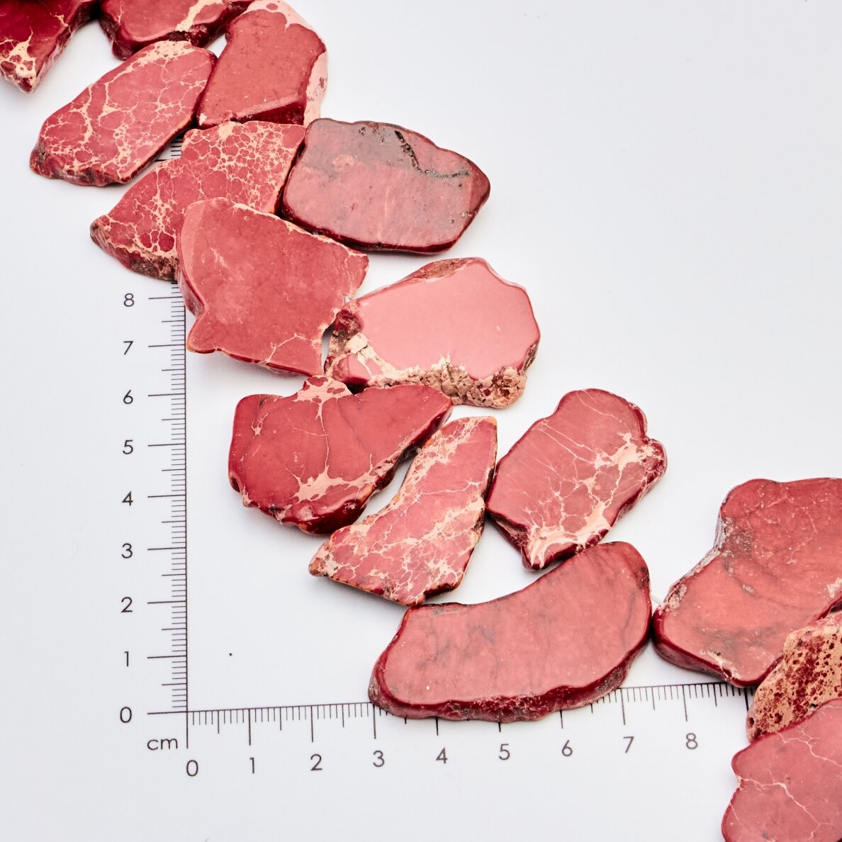Magnesite, Irregular, Red, 37-40 cm/strand, thickness up to 5 mm