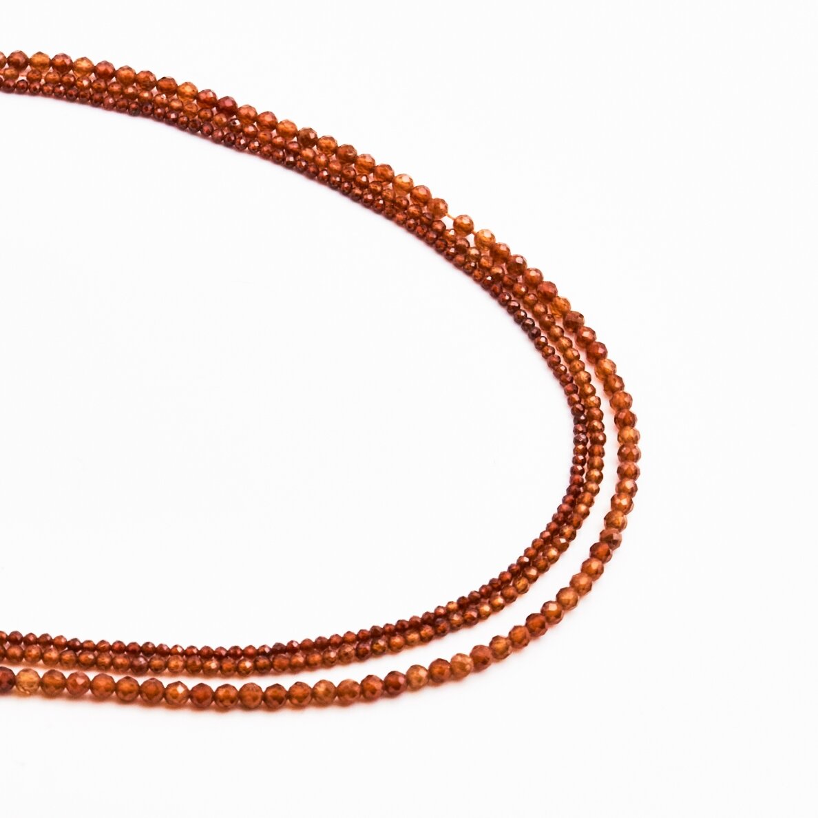 Mandarine Garnet, natural, C quality, faceted, round bead, 37-39 cm/string, 2 mm Mandarine Garnet, natural, C quality, faceted, round bead, 37-39 cm/string, 2 mm