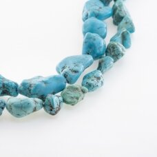 Magnezitas, natūralus, B kokybė, dažytas, gabaliuko forma, turkio spalva, 37-39 cm/gija, apie 10x14-15x18 mm