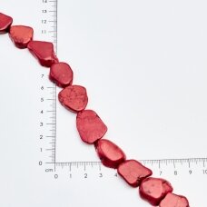 Magnezitas, Nestandartinė forma, Raudona, 37-40 cm/gija, storis iki 5mm Magnezitas, Nestandartinė forma, Raudona, 37-40 cm/gija, storis iki 5mm