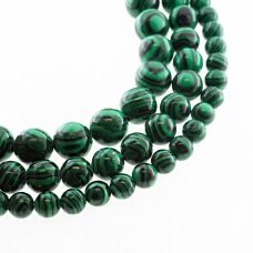 Malachite, Imitation, Round Bead, Green, 37-39 cm/strand, 4, 6, 8, 10, 12, 14 mm