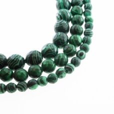 Malachite, Imitation, Faceted Round Bead, Green, 37-39 cm/strand, 4, 6, 8, 10, 12 mm