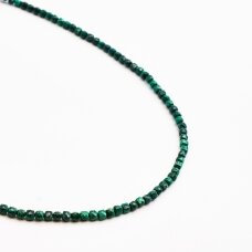 Malachite, natural, B quality, faceted, cube bead, 37-39 cm/string, 2 mm