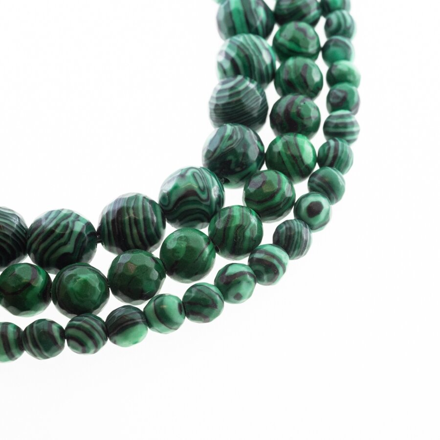 Malachite, Imitation, Faceted Round Bead, Green, 37-39 cm/strand, 4, 6, 8, 10, 12 mm Malachite, Imitation, Faceted Round Bead, Green, 37-39 cm/strand, 4, 6, 8, 10, 12 mm