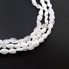 Blue Moonstone, Natural, C Grade, Pebble Bead, White, 37-39 cm/strand, M size about 5x6-7x10 mm
