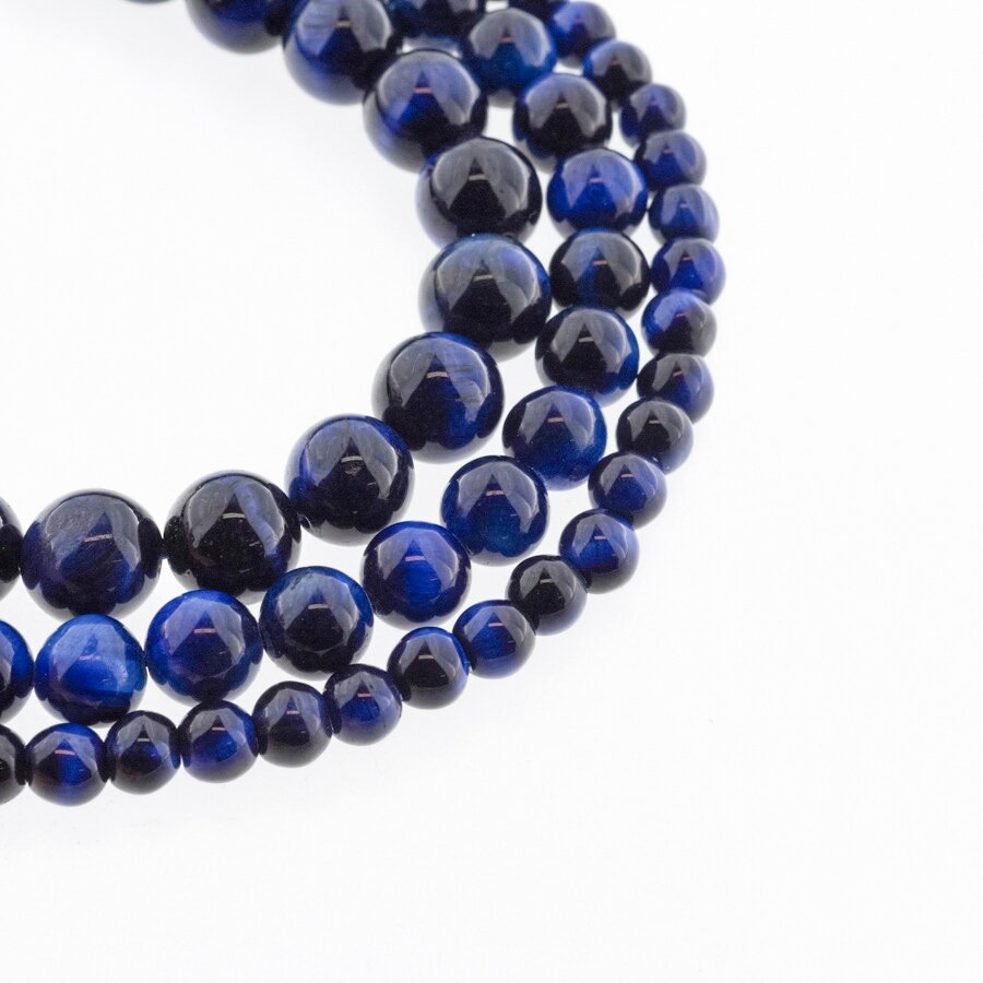Mėlyna tigro akis, natūralus, B kokybė, dažytas, apvali forma, 37-39 cm/gija, 4, 6, 8, 10, 12 mm Mėlyna tigro akis, natūralus, B kokybė, dažytas, apvali forma, 37-39 cm/gija, 4, 6, 8, 10, 12 mm