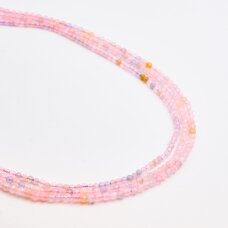 Morganitas, natūralus, B kokybė, briaunuotas, apvali forma, 37-39 cm/gija, 2 mm Morganitas, natūralus, B kokybė, briaunuotas, apvali forma, 37-39 cm/gija, 2 mm