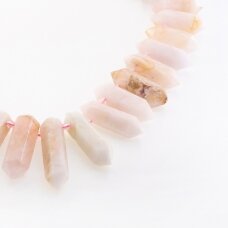 Morganite, Natural, C Grade, Faceted Graduated Hand-cut Top-drilled Double Point Bead, Light Pink, 37-39 cm/strand, 12x28-14x55 mm