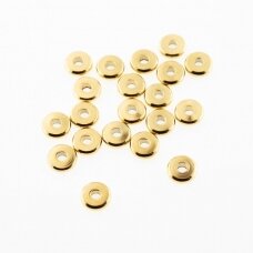 20 pcs, stainless steel abacus beads, gold plated, gold color, line diameter-1.5 mm, hole size-1.5 mm, outer diameter-4 mm