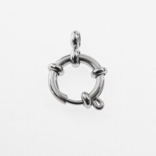 Stainless steel spring ring clasps, silver color, outer diameter- 14, 16, 18 mm, hole-3 mm