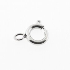 Stainless steel spring ring clasps, silver color, outer diameter- 6, 8, 10, 12, 14, 16, 18 mm, hole size-2 mm