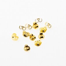 20 pcs, stainless steel earring backs, gold color, 4.5x5 mm