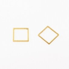 Stainless steel square pendant, gold plated, gold color, length-31 mm Stainless steel square pendant, gold plated, gold color, length-31 mm