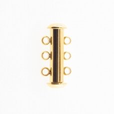 Stainless steel magnetic 3 strand slide lock clasp, gold plated, gold color, diameter-20 mm