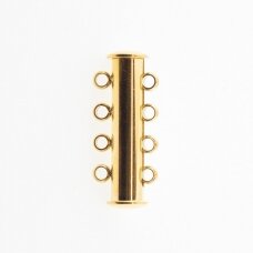 Stainless steel magnetic 4 strand slide lock clasp, gold plated, gold color, diameter-25 mm