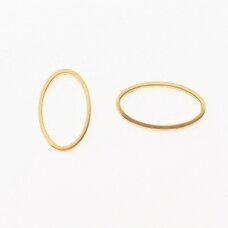Stainless steel oval pendant, gold plated, gold color, length-33 mm Stainless steel oval pendant, gold plated, gold color, length-33 mm