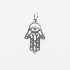 Stainless steel Hand of Fatima pendant, silver color, wide-12 mm, length-24 mm, hole size-4 mm Stainless steel Hand of Fatima pendant, silver color, wide-12 mm, length-24 mm, hole size-4 mm