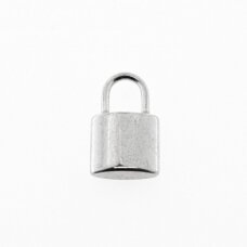 Stainless steel padlock pendant, silver color, 20x12x5 mm