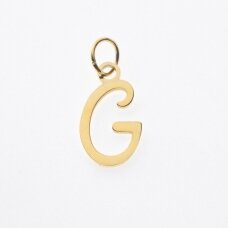Stainless steel letter 'G' pendant, gold plated, gold color, wide-10 mm, length-17 mm, hole size-4 mm Stainless steel letter 'G' pendant, gold plated, gold color, wide-10 mm, length-17 mm, hole size-4 mm