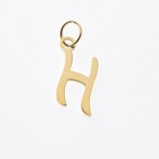 Stainless steel letter 'H' pendant, gold plated, gold color, wide-10 mm, length-17 mm, hole size-4 mm Stainless steel letter 'H' pendant, gold plated, gold color, wide-10 mm, length-17 mm, hole size-4 mm