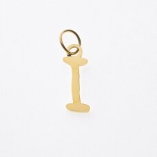Stainless steel letter 'I' pendant, gold plated, gold color, wide-10 mm, length-17 mm, hole size-4 mm Stainless steel letter 'I' pendant, gold plated, gold color, wide-10 mm, length-17 mm, hole size-4 mm