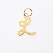 Stainless steel letter 'L' pendant, gold plated, gold color, wide-10 mm, length-17 mm, hole size-4 mm Stainless steel letter 'L' pendant, gold plated, gold color, wide-10 mm, length-17 mm, hole size-4 mm