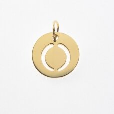 Stainless steel alphabet letter pendant 'O', gold plated, gold color, diameter-12 mm, hole size-4 mm