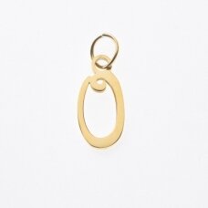 Stainless steel letter 'O' pendant, gold plated, gold color, wide-10 mm, length-17 mm, hole size-4 mm Stainless steel letter 'O' pendant, gold plated, gold color, wide-10 mm, length-17 mm, hole size-4 mm