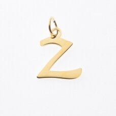 Stainless steel letter 'Z' pendant, gold plated, gold color, wide-10 mm, length-17 mm, hole size-4 mm Stainless steel letter 'Z' pendant, gold plated, gold color, wide-10 mm, length-17 mm, hole size-4 mm