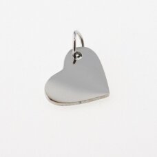 Stainless steel heart pendant, silver color, wide-10.5 mm, length-14.5 mm, hole size-4 mm