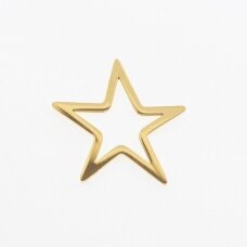 Stainless steel star pendant, gold plated, gold color, wide-17.5 mm, length-18 mm, line diameter-1 mm