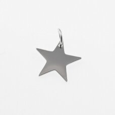 Stainless steel star pendant, silver color, wide-12 mm, length-14 mm, hole size-4 mm