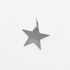 Stainless steel star pendant, silver color, wide-12 mm, length-14 mm, hole size-4 mm Stainless steel star pendant, silver color, wide-12 mm, length-14 mm, hole size-4 mm